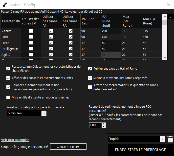 Formulaire de configuration pour Alliance Gloursonne